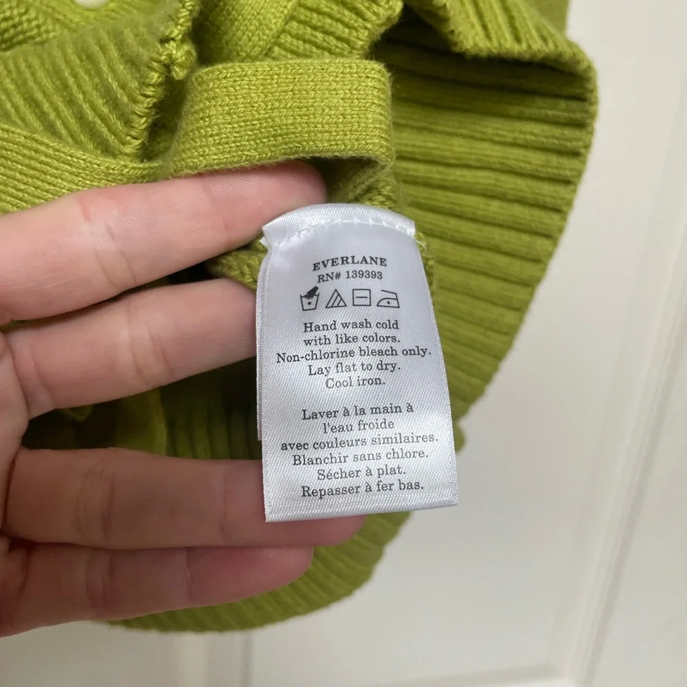 Everlane Green Puff Sleeve Cotton Sweater - Picture 7 of 8